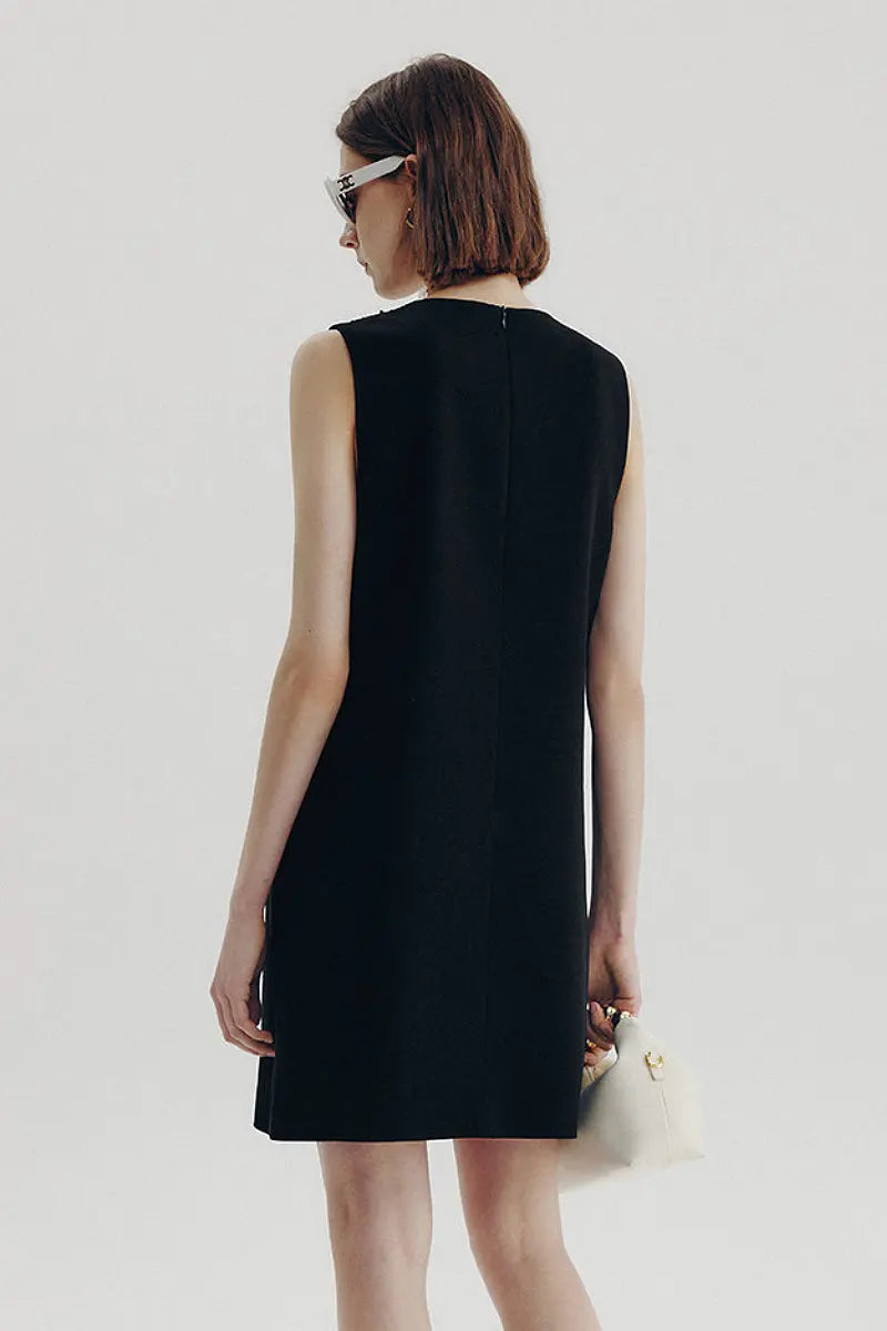 Sequin Embellished Bow-Detail Sleeveless Mini Dress