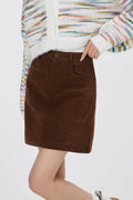 High Waist Corduroy Mini Skirt With Side Pockets