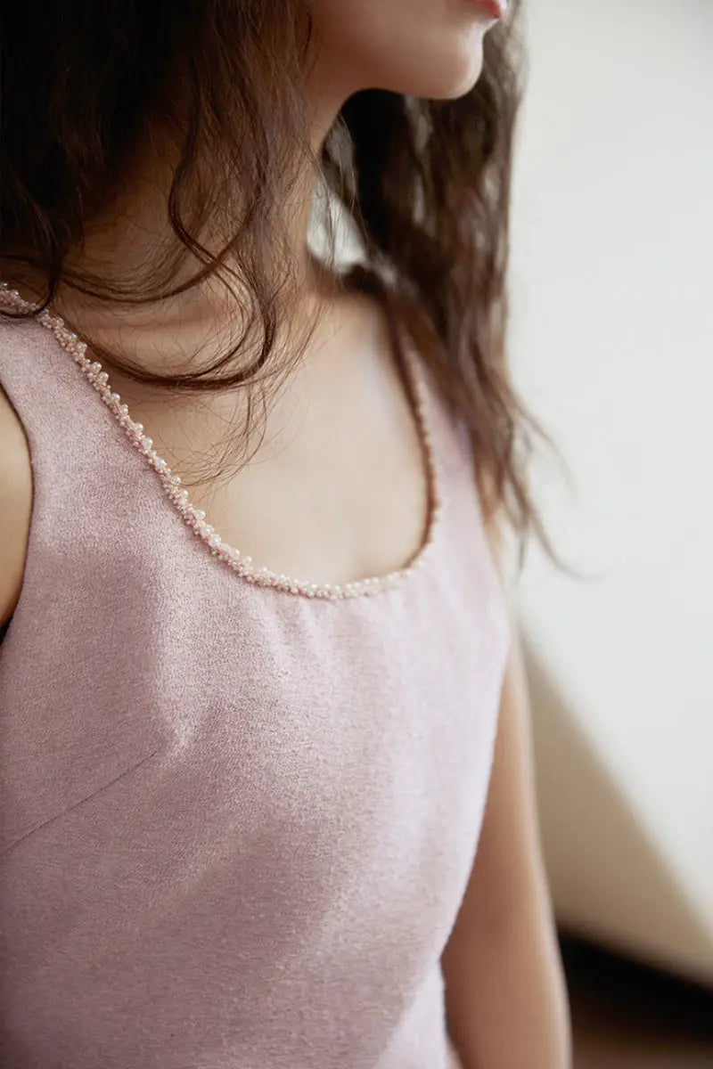 Pink Scoop-Neck Sleeveless Mini Dress