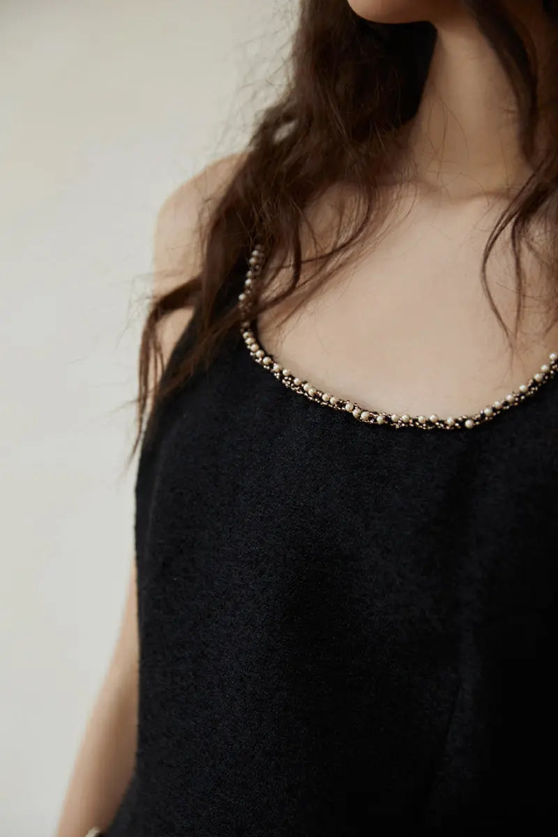 Black Scoop-Neck Sleeveless Mini Dress
