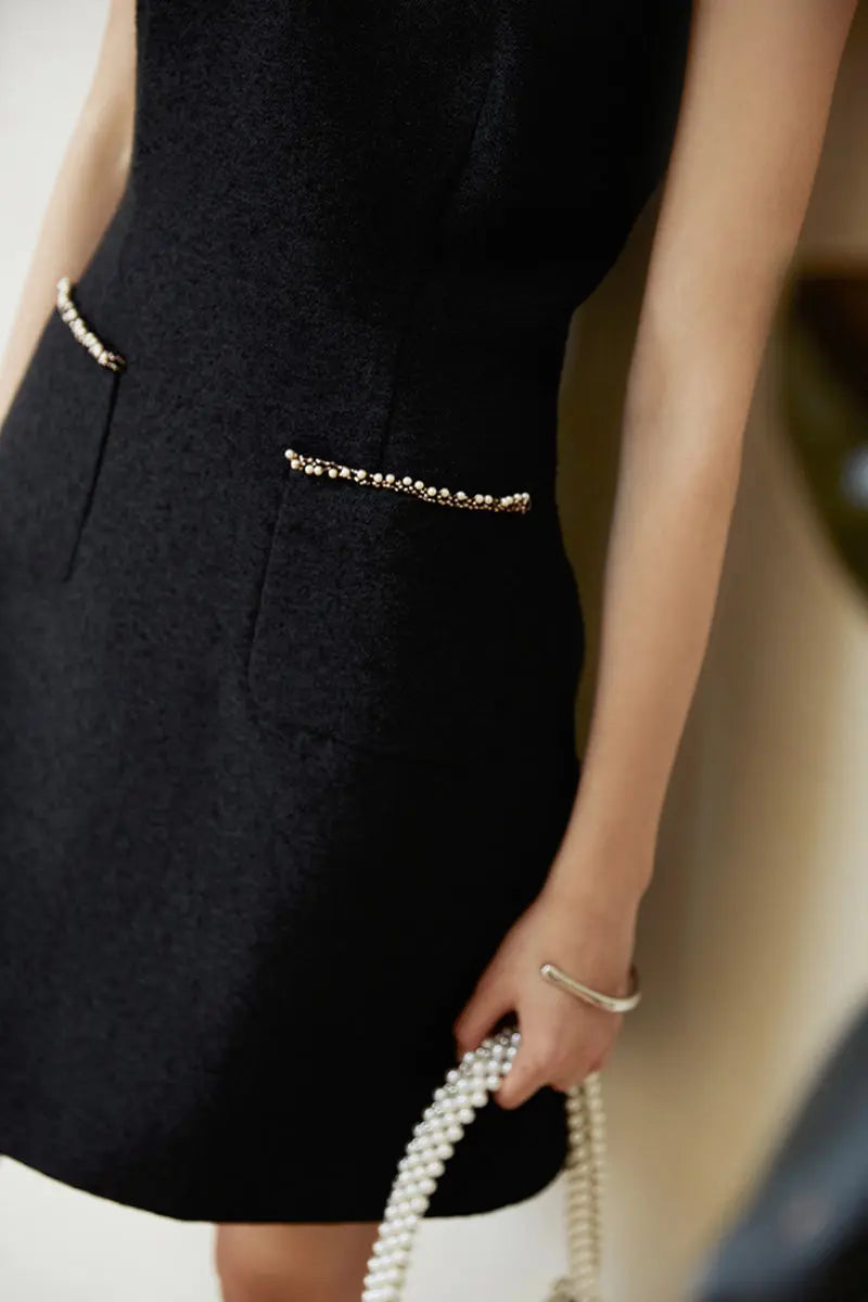 Black Scoop-Neck Sleeveless Mini Dress